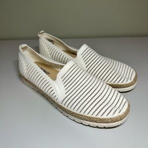 BOBS from Skechers White Mesh Striped Espadrilles